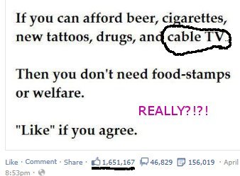 Food stamps and cable tv