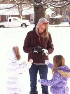 The girls & me having a snow fight. The only exercise I've gotten this week ;)