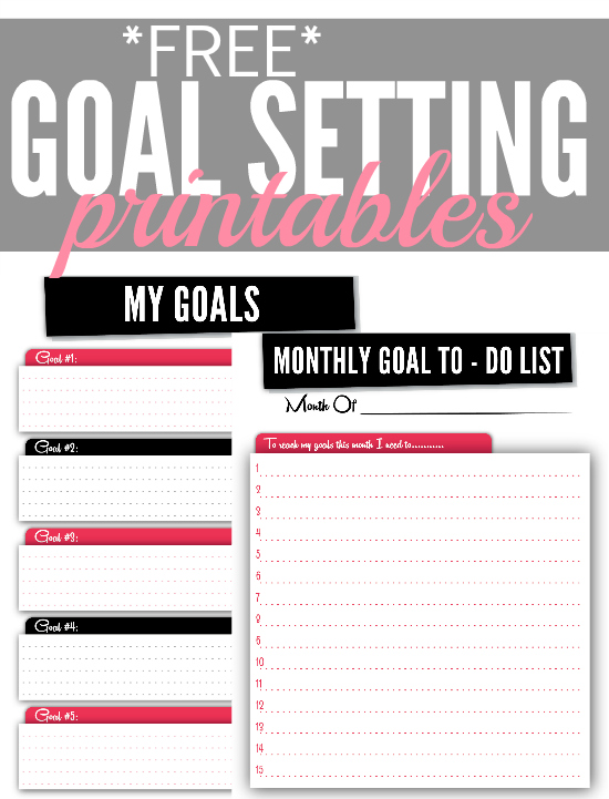 free goal setting printables