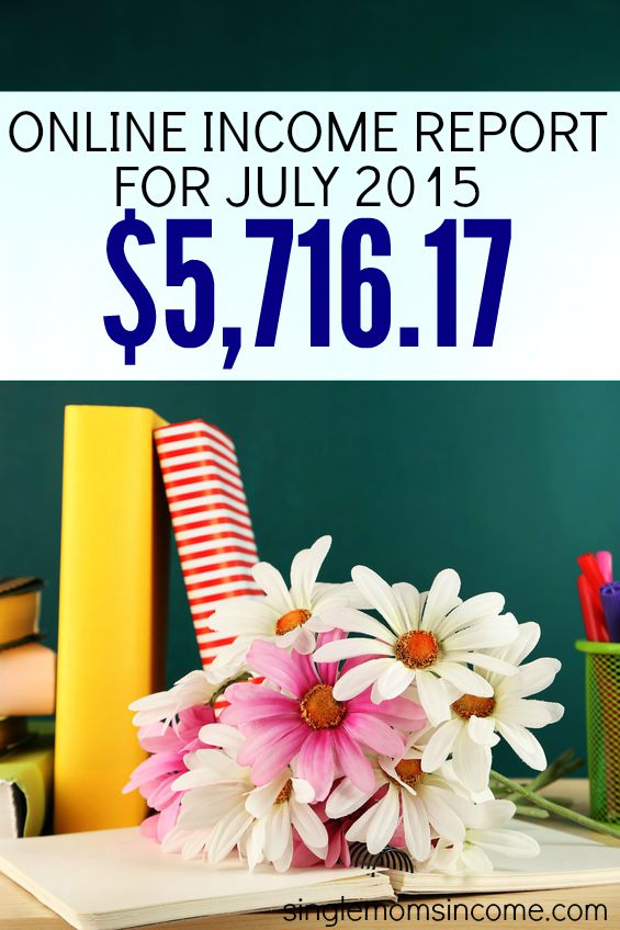 Here's the total amount I made in July 2015 from freelance writing, blog management, and blogging.