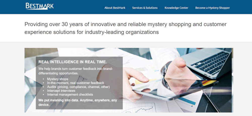 screenshot of bestmark website