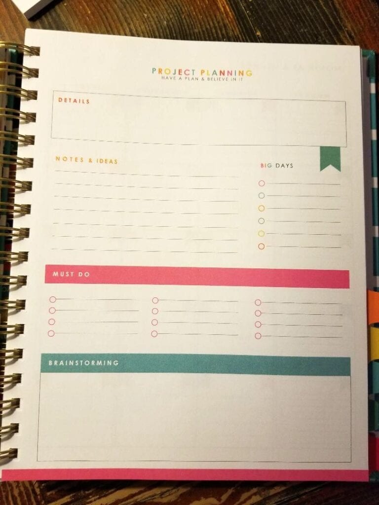 Living Well Planner Project Planning