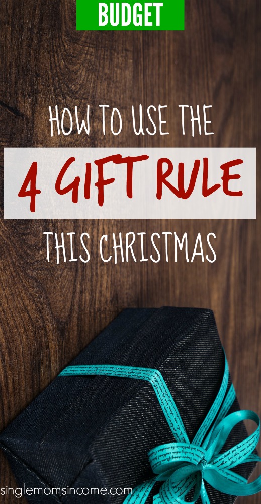 Don't want to bust your budget this Christmas? We don't blame you! Here's how to save a TON of money using the 4 gift rule. #budget #Christmas
