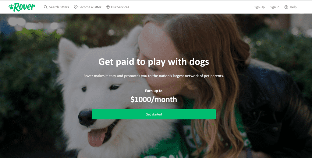 Use the Rover App to find pet sitting jobs.