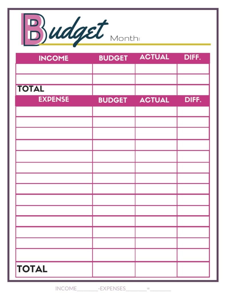 Free blank budget worksheet. #budget #printable #budgetbinder #freebudget