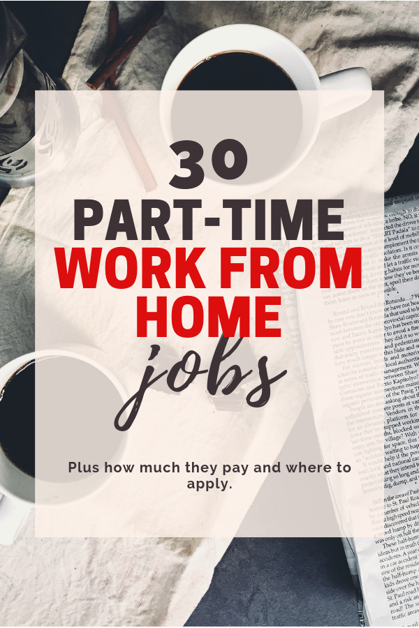 30 part time work from home jobs | Looking to make extra money on your own schedule? If so, here are 30 part time work from home jobs. Also listed is the hourly pay and hours. #parttimeworkfromhomejobs #workfromhome #wahm #sidehustle #extramoney