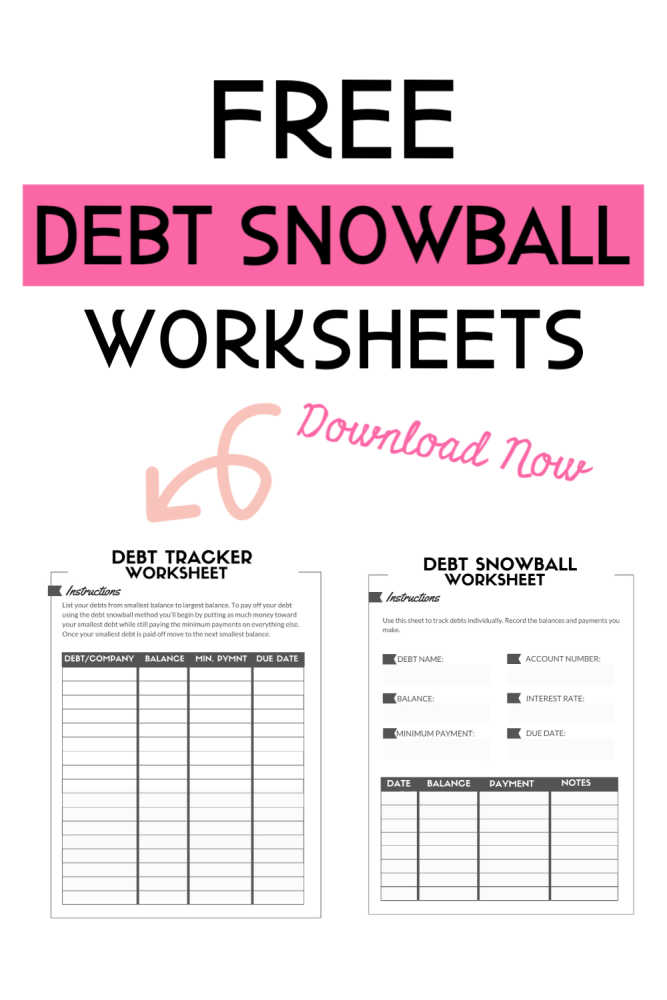 If you're using the debt snowball method to pay down your debt here is a free printable debt snowball worksheet. There are two to choose from, both PDFs. #debtsnowball #freeprintables