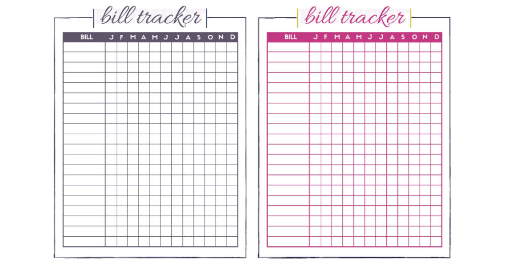 Free bill tracker worksheets.