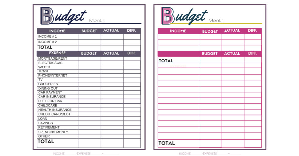 free budget worksheets