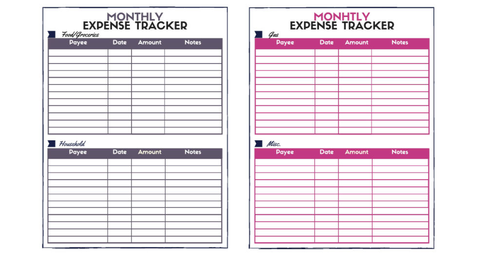 printable receipt tracker free binder