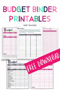 Free budget binder printables. Budget worksheet, expense tracker, goal setting sheets, menu plan, bill tracker, debt snowball, and debt tracker!
