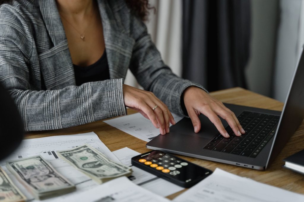 a woman planning her budget